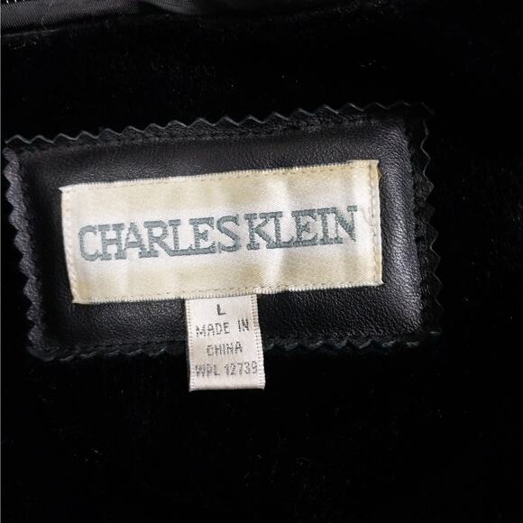 CHARLES KLEIN! CLASSIC BLACK GENUINE LEATHER PARKA STYLE ZIP OFF HOOD COAT! SZ L - Picture 10 of 13